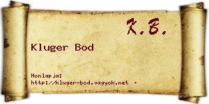Kluger Bod névjegykártya